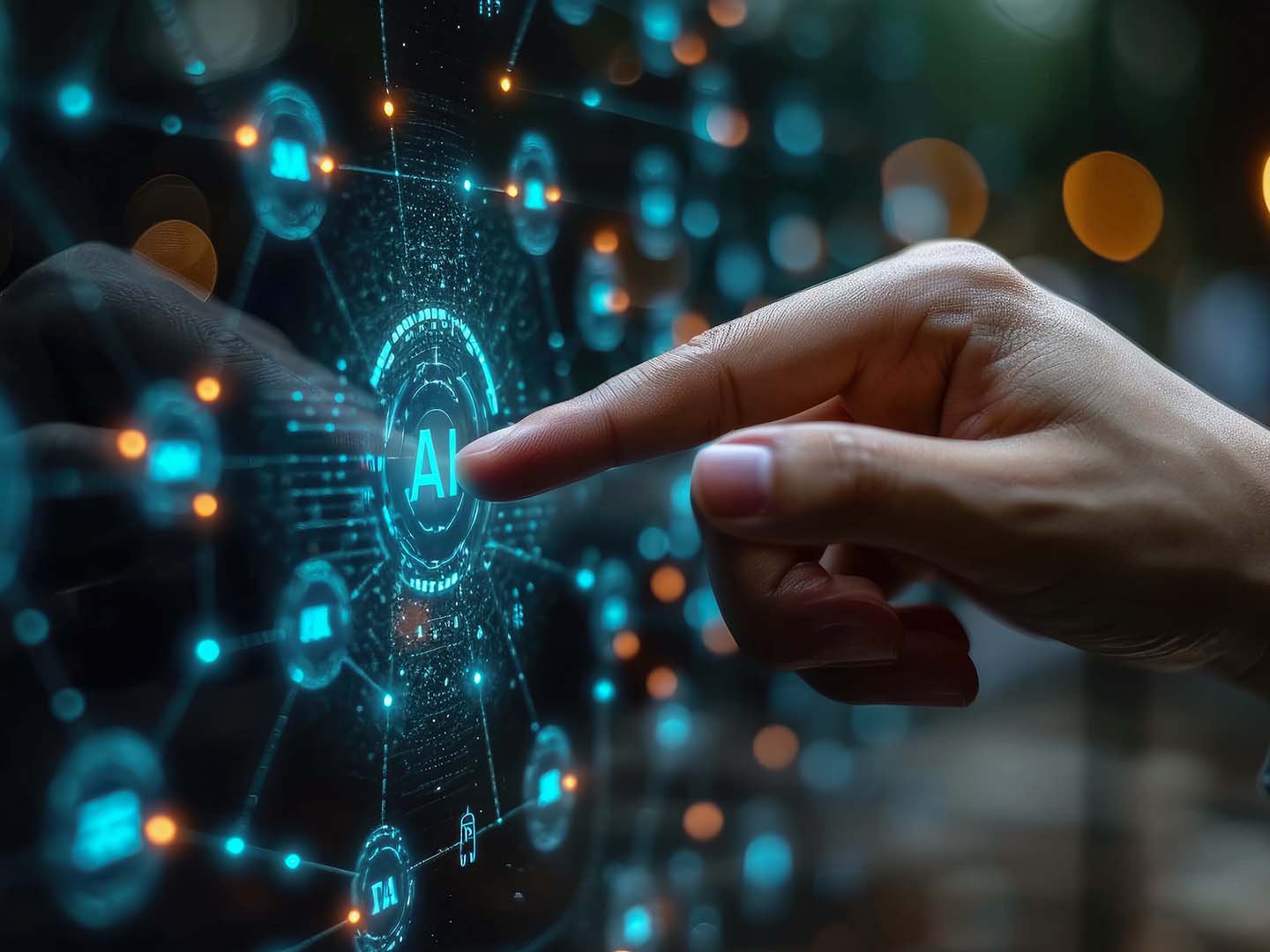 Businessman using virtual metaverse and future digital technology , Virtual Global Internet connection network with AI Artificial Intelligence digital